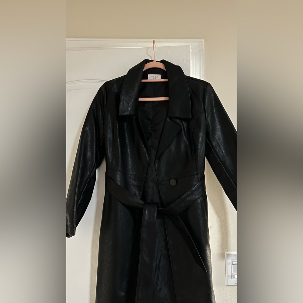 Faux leather trench XS